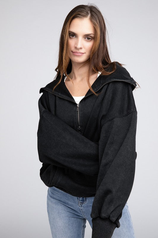 Stitch Detailed Elastic Hem Hoodie