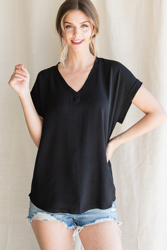 Plus Solid Cap Sleeve Raw Edge Top